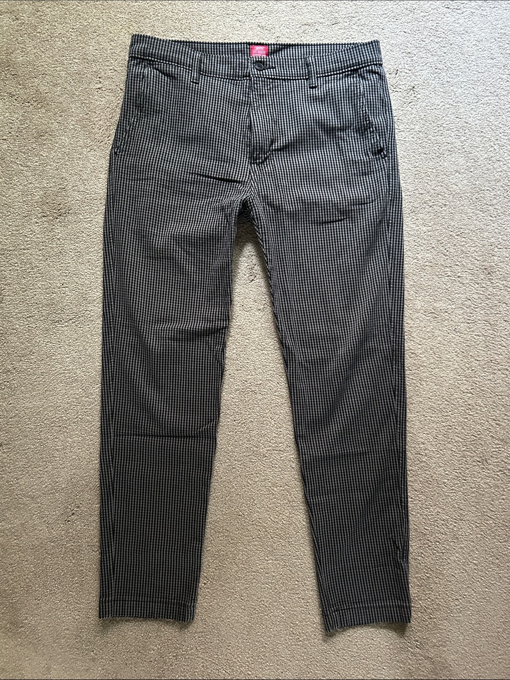 Levi's Black & Gray Micro-Check Chinos